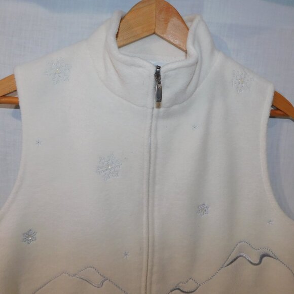 Northern Reflections Womens S Off White Full Zip Fleece Vest Polar Bears - Picture 2 of 11
